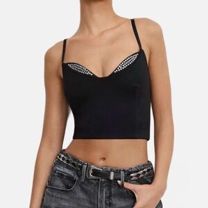 Good American Black Ponte Embellished Top - Size XL